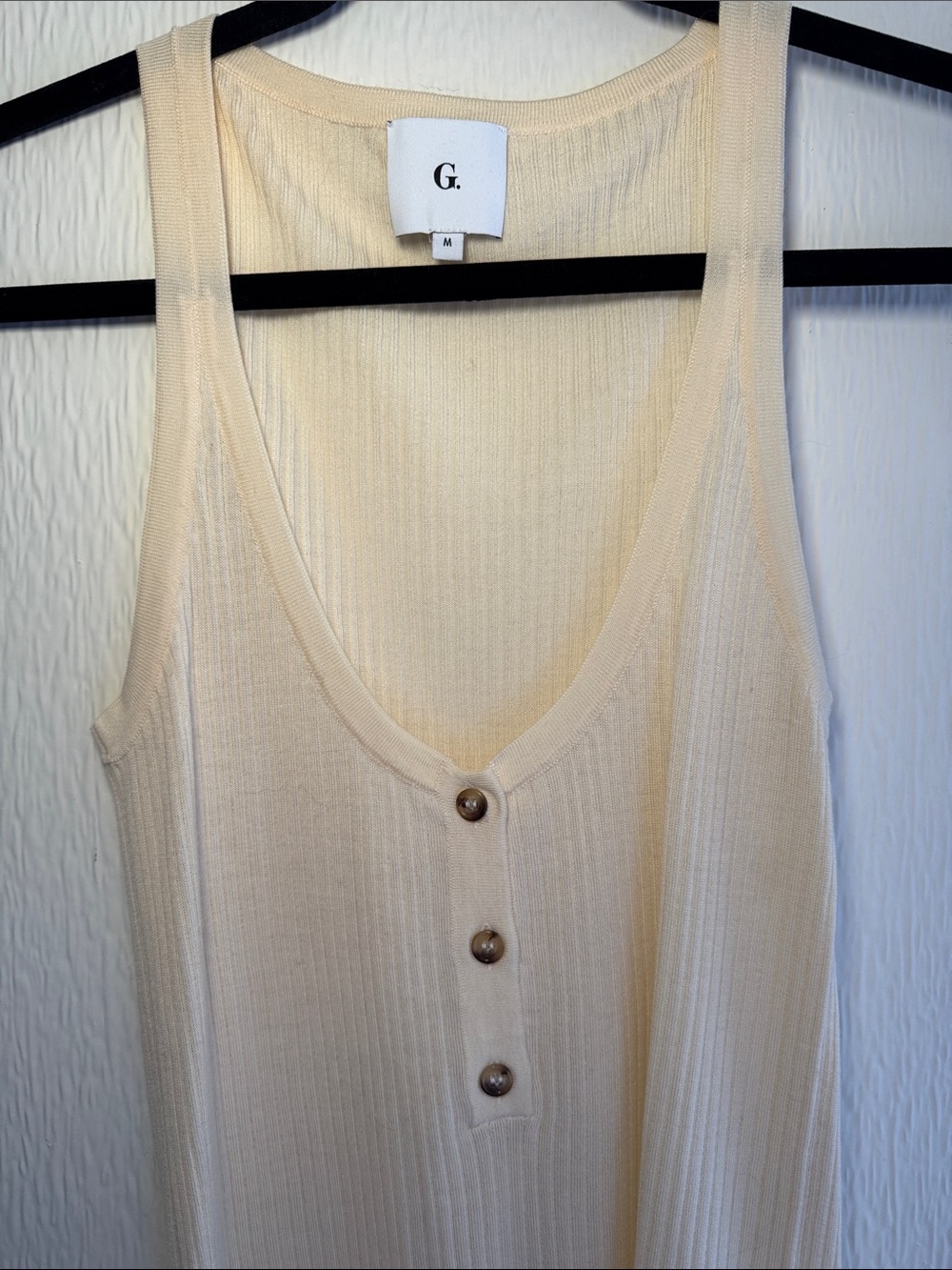 G Label Cream Ribbed Button-Front Tank Top - Picture 2 of 5